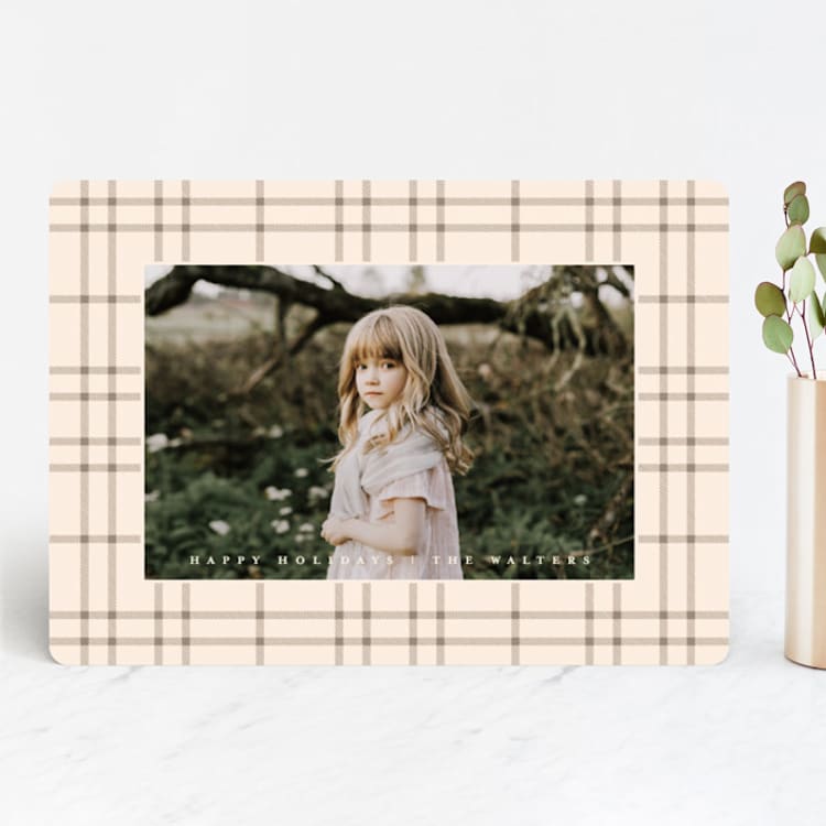"Classic Plaid" - Retired Holiday Cards in Smoke by Julie Murray - Front