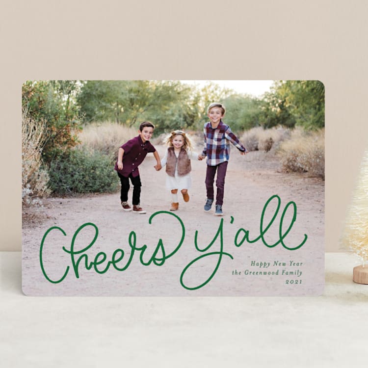 "Ho Ho Howdy" - Retired Holiday Cards in Emerald by Amy Payne - Front