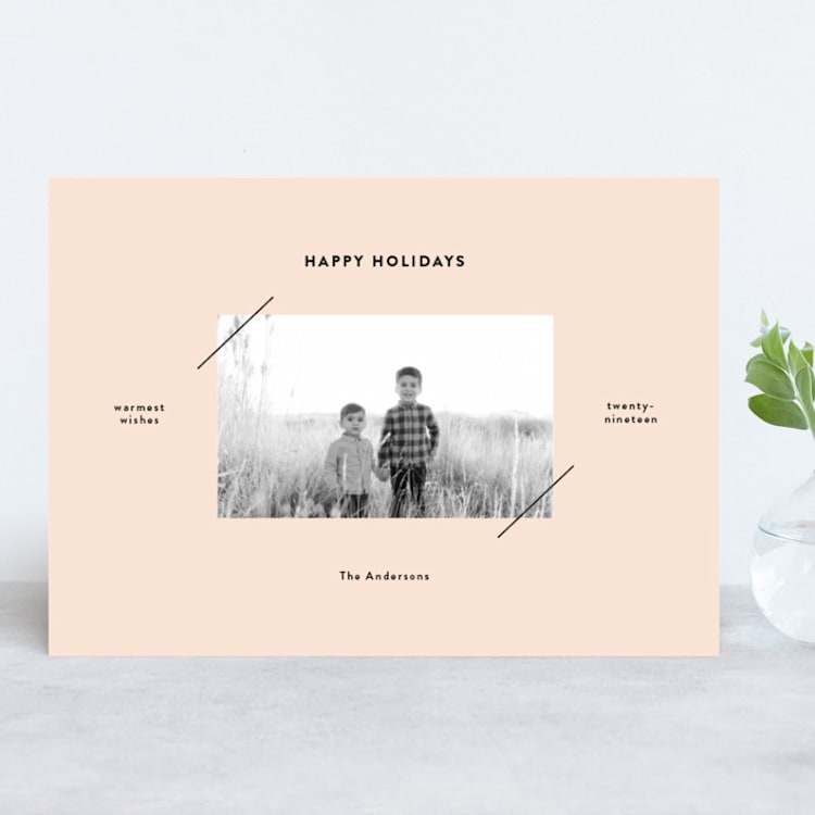 "Editorial Frame" - Retired Holiday Cards in Blush by Wendy Chung - Front