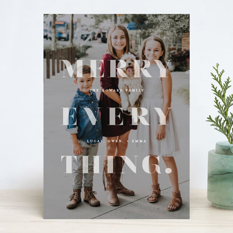 "Bold Overlay" - Retired Holiday Cards in Mist by Olivia Goree - Front