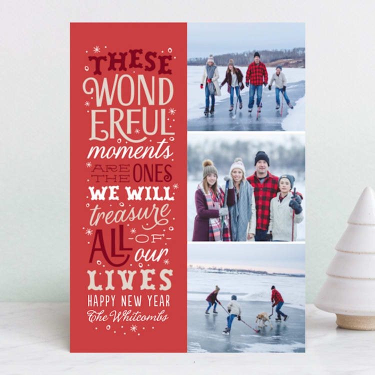 "Wonderful Moments" - Retired Holiday Cards in Cranberry by Sarah Brown - Front