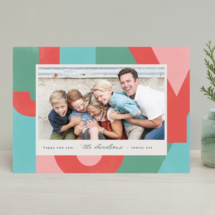 "A Block of Joy" - Retired Holiday Cards in Candy Apple by Erin Niehenke - Front