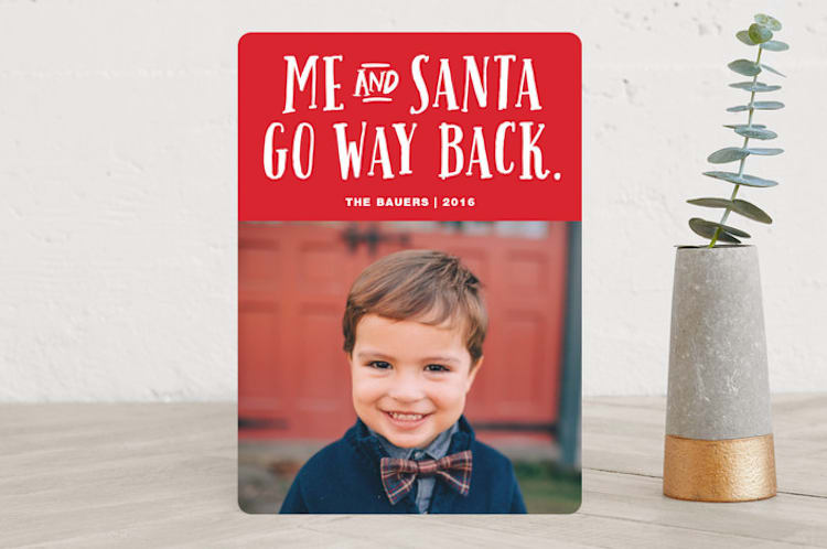 "Me And Santa" - Retired Holiday Cards in Candy Cane by Kerry Doyle - Front