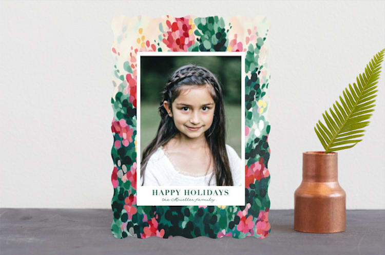 "Hollyhocks" - Retired Holiday Cards in Evergreen by Holly Whitcomb - Front