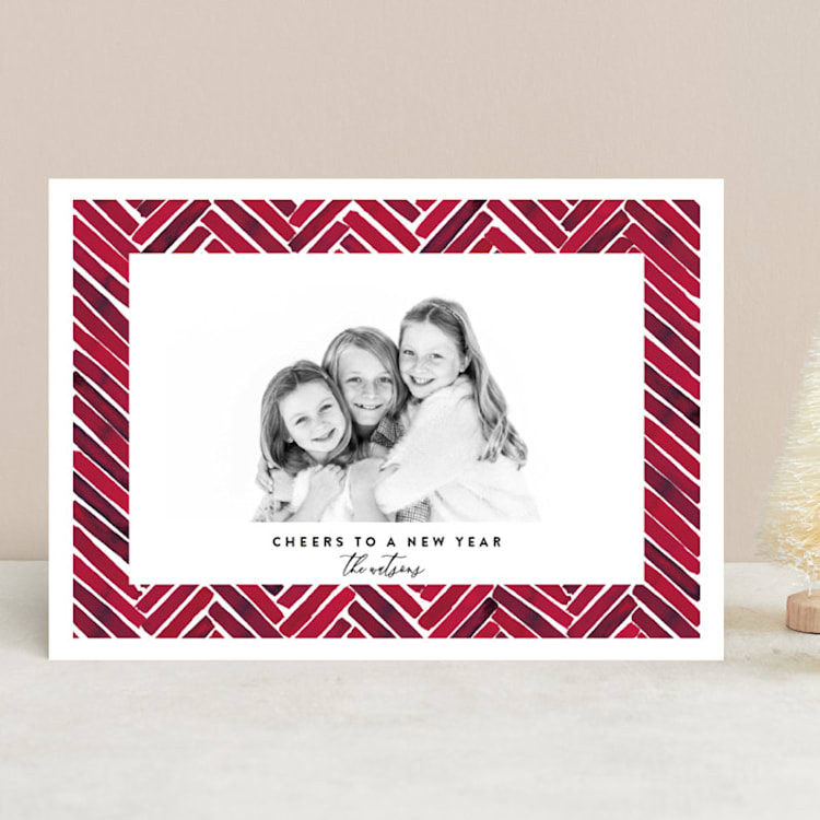 "Merrily Together" - Retired Holiday Cards in Crimson by Susan Moyal - Front