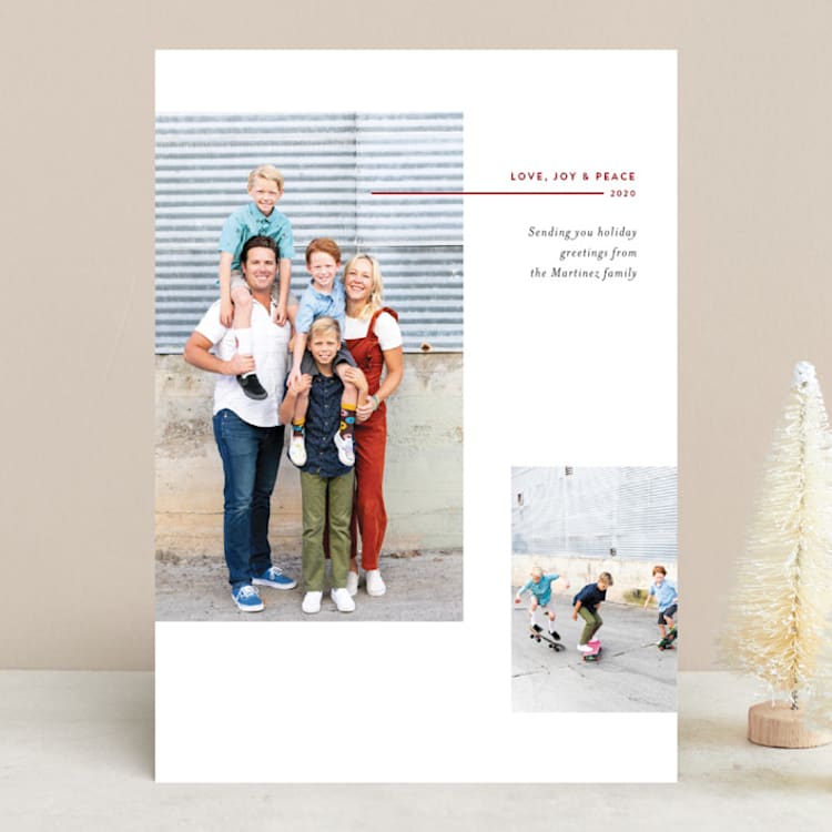 "Split Frame Holiday" - Retired Holiday Cards in Poinsettia by Becca Thongkham - Front