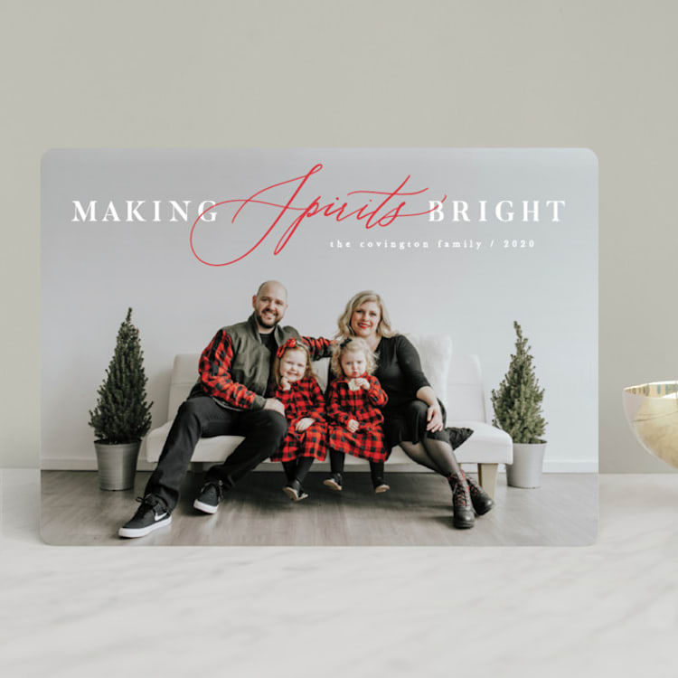 "Bright Spirits" - Retired Holiday Cards in Poinsettia by Hooray Creative - Front