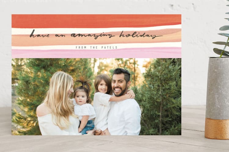 "Paint and Stripe" - Retired Holiday Cards in Peach Cobbler by Meg Gleason - Front