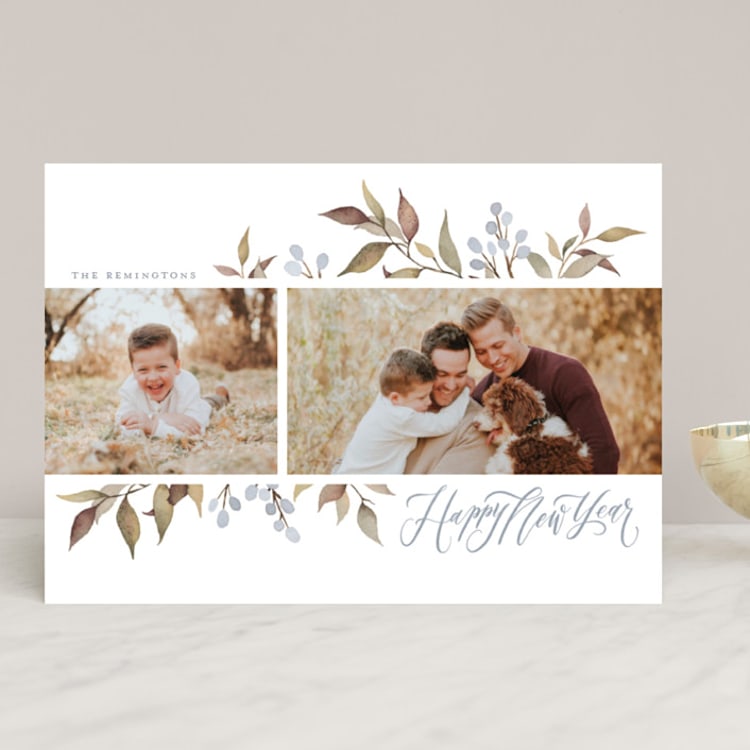 "Olive + Berries" - Retired Holiday Cards in Frost by Wildfield Paper Co - Front