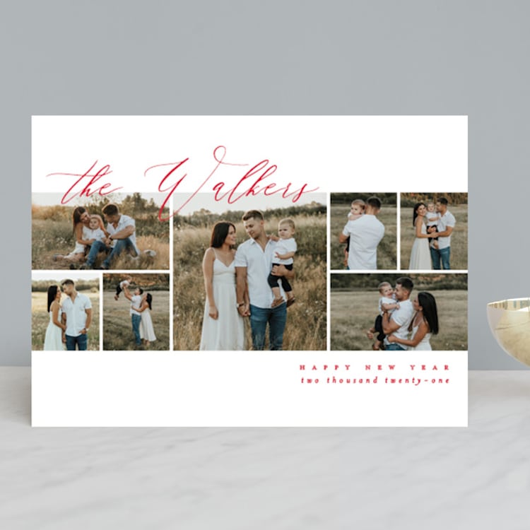 "Scripted Name Overlay" - Retired Holiday Cards in Berry by Kelly Schmidt - Front