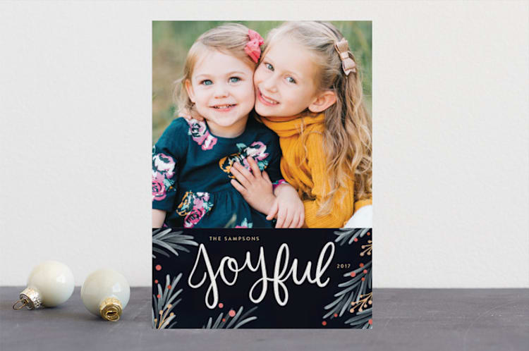 "Painted Pine" - Retired Holiday Cards in Navy by Kelly Nasuta - Front