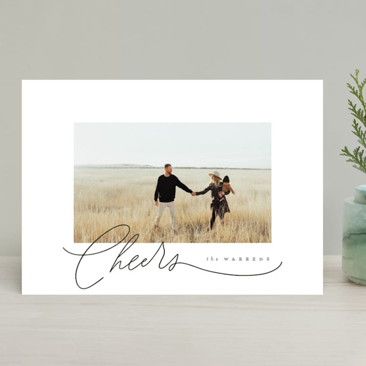 "Gentle Script" - Retired Holiday Cards in Snow by Everett Paper Goods - Front