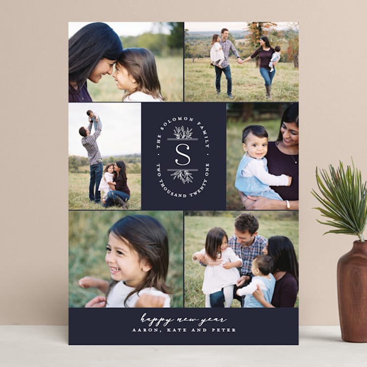 "Insignia" - Retired Holiday Cards in Midnight by Sarah Brown - Front