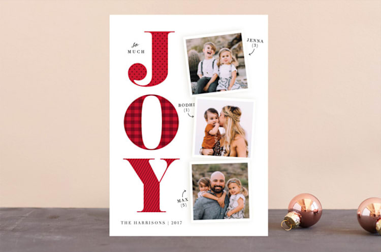 "Biggest Joy" - Retired Holiday Cards in Poinsettia by Ellis - Front