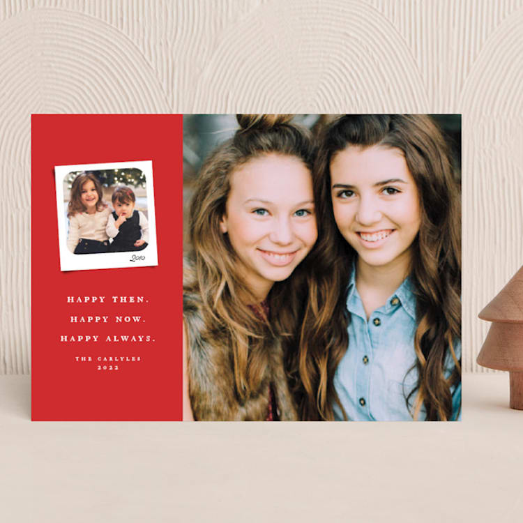 "Merry then and now" - Retired Holiday Cards in Scarlett by Lea Delaveris - Front