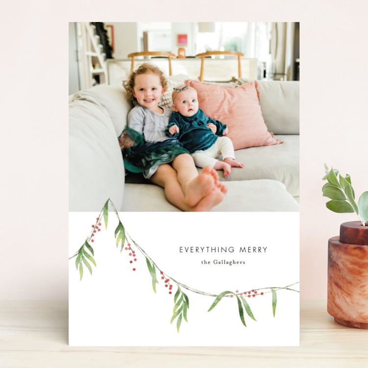 "simple garland" - Retired Holiday Cards in Holly Berry by Ann Gardner - Front