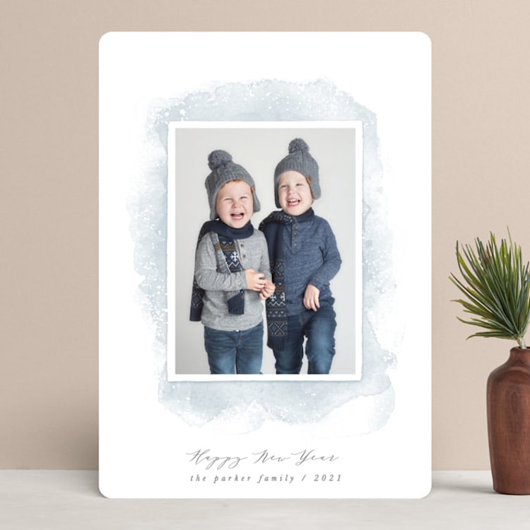 "Warm Winter" - Retired Holiday Cards in Sky Blue by Hooray Creative - Front