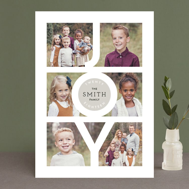 "Modern Family Joy" - Retired Holiday Cards in Cement by Playground Prints - Front