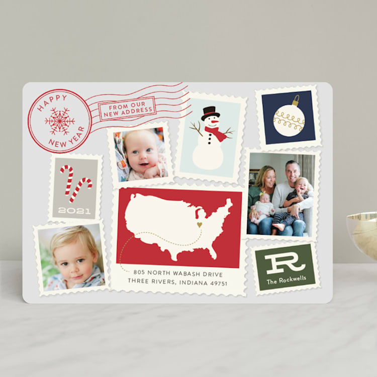 "Postmark" - Retired Holiday Cards in Fog by Sarah Brown - Front