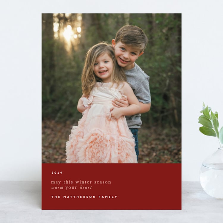"Cold Winter, Warm Heart" - Retired Holiday Cards in Candycane by Bramble Studio - Front