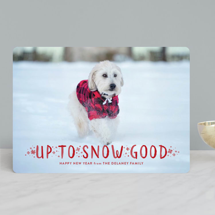 "Snow Good" - Retired Holiday Cards in Cranberry by Sarah Brown - Front