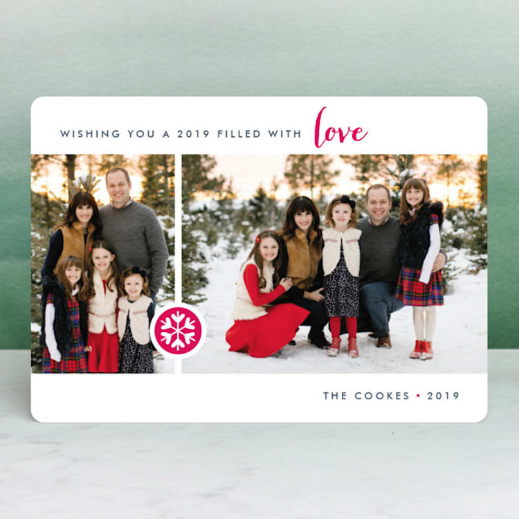 "Season of Love" - Retired Holiday Cards in Raspberry by Three Kisses Studio - Front