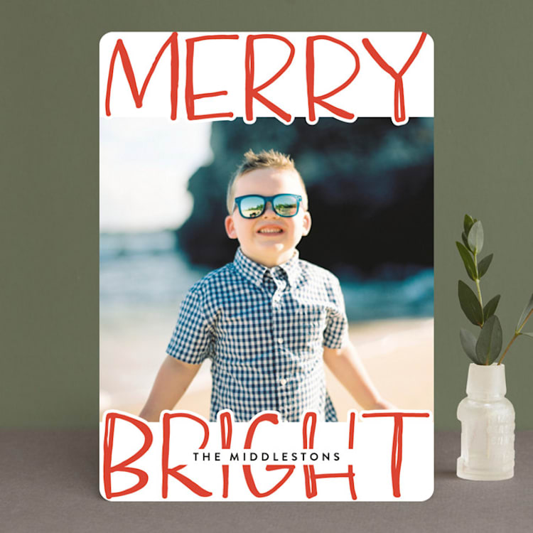 "Very Merry Bright" - Retired Holiday Cards in Cherry by Annie Montgomery - Front