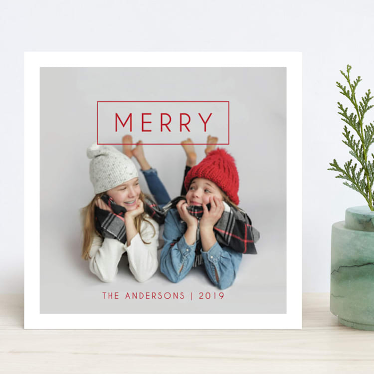 "Simple & Merry" - Retired Holiday Cards in Berry by Kiersten Garner - Front