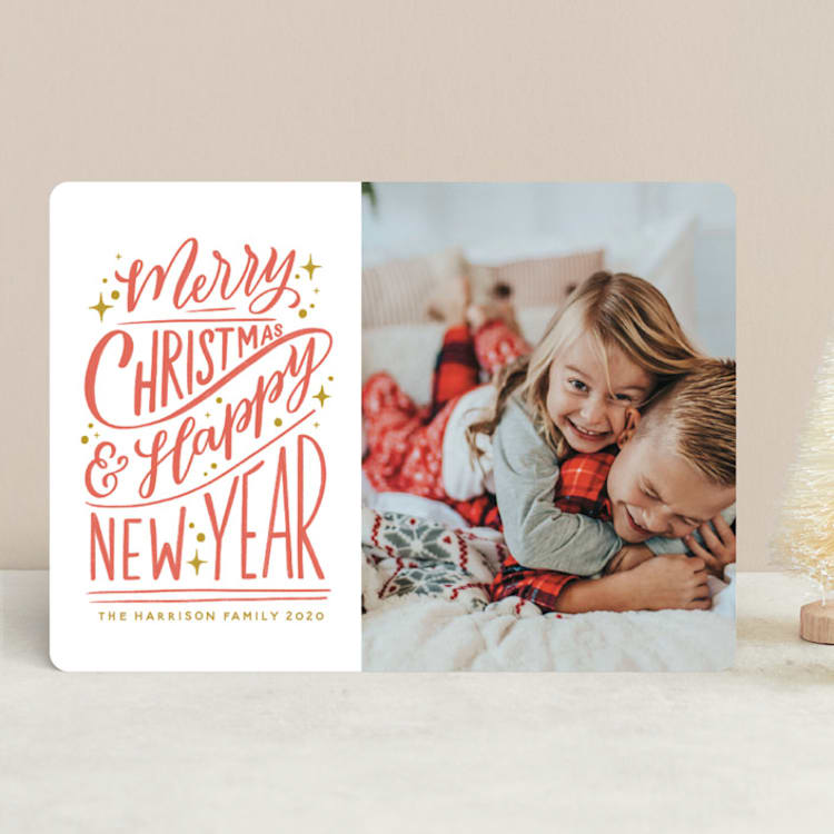 "Hand-Lettered" - Retired Holiday Cards in Peppermint by Nicole Barreto - Front