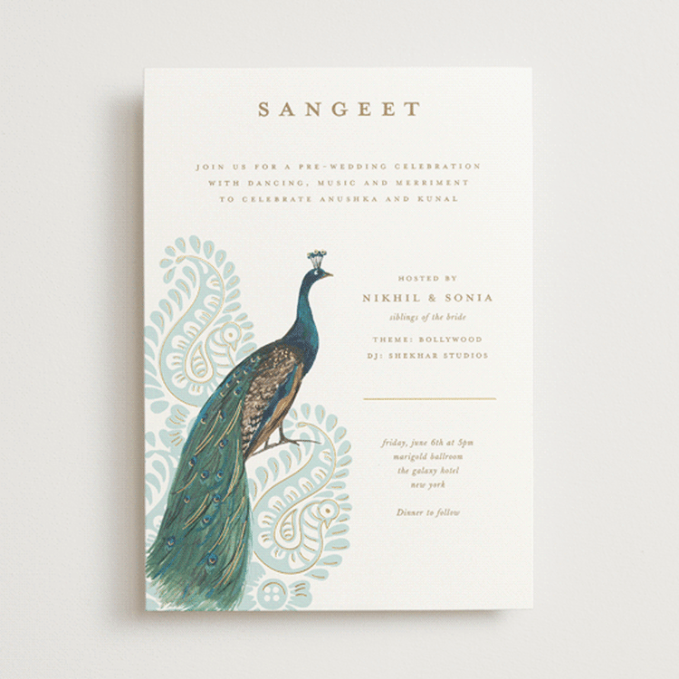 "Royal Wedding" - Sangeet Invitations in Mint by Teju Reval - Front