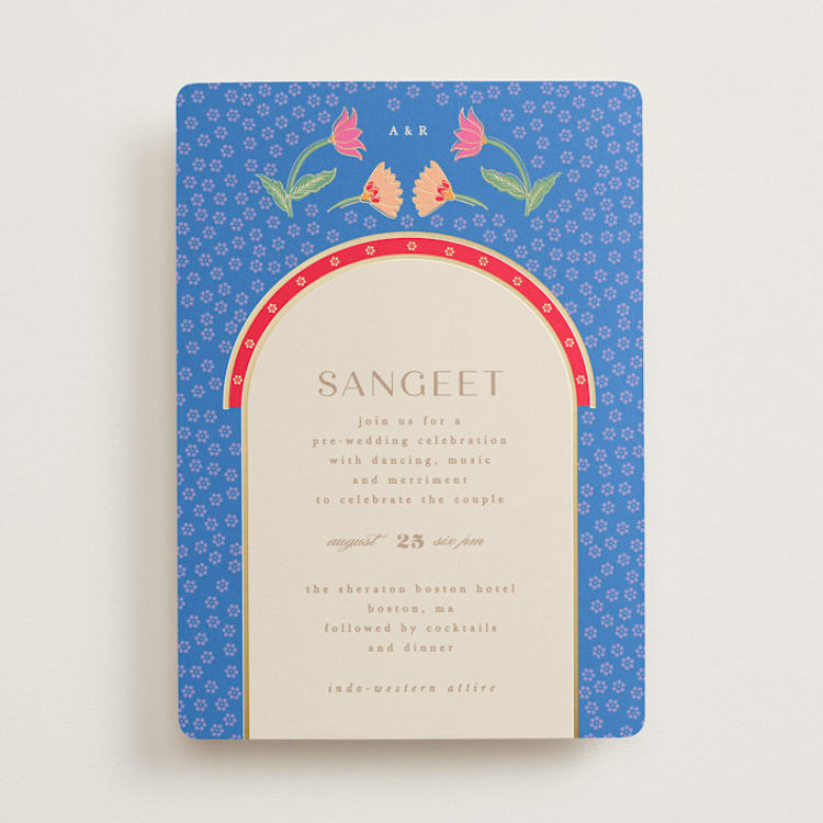 "Indian garden" - Sangeet Invitations in Sindoor by Creo Study - Front