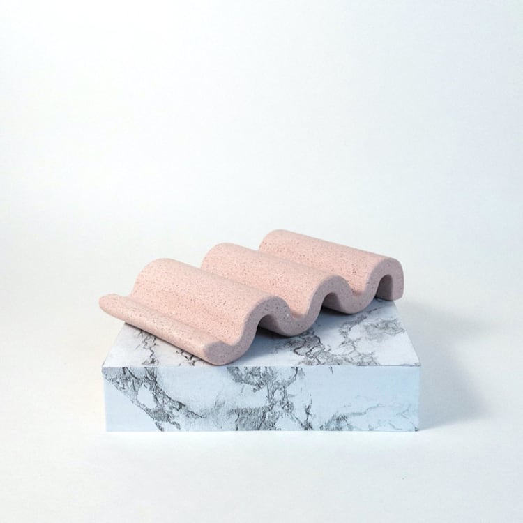 "Soft Pink Wavy Soap Dish" - Soap Dish in red by Cassandra Kellam