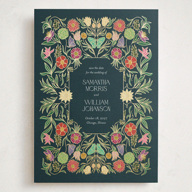 "Gilded Tapestry" - Save the Dates in Midnight Garden by Simona Camp - Front