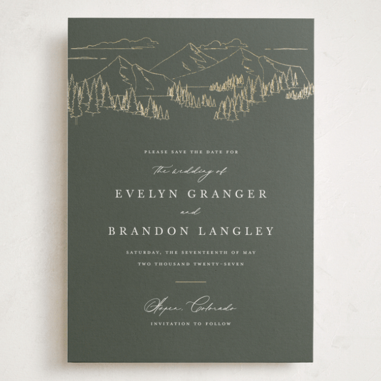 "Peaks" - Save the Dates in Hunter by Sarah Brown - Front