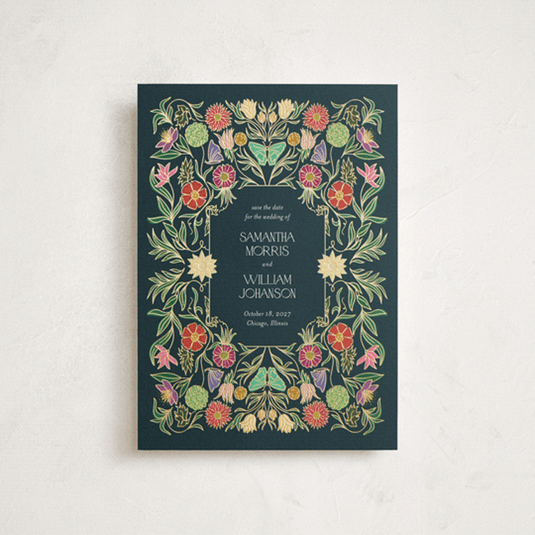 "Gilded Tapestry" - Save the Dates in Midnight Garden by Simona Camp - Front