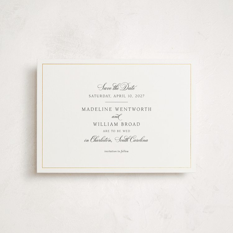 "Wentworth" - Save the Dates in Black Tie by Megan Davis - Front