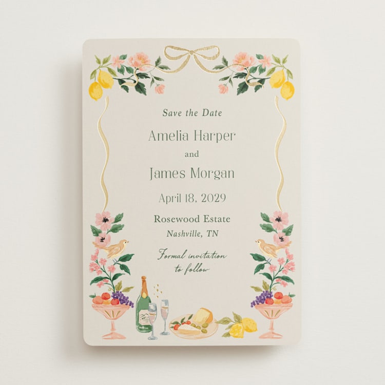 "Garden Feast" - Save the Dates in Garden by Elly - Front