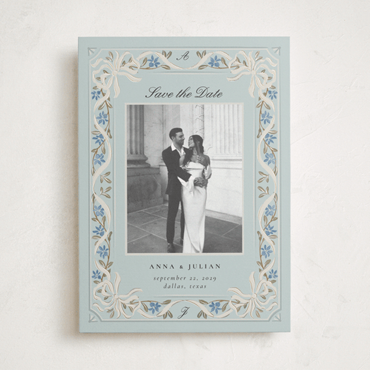 "Romantic Elegance" - Save the Dates in Spearmint by Ana de Sousa - Front