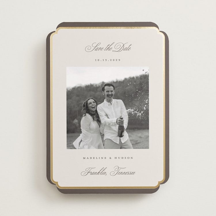 "Arch Frame" - Save the Dates in Cognac by Emily Betts - Front