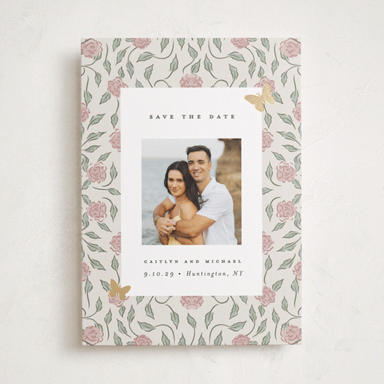 "dancing in the garden" - Save the Dates in Blush by Grae - Front
