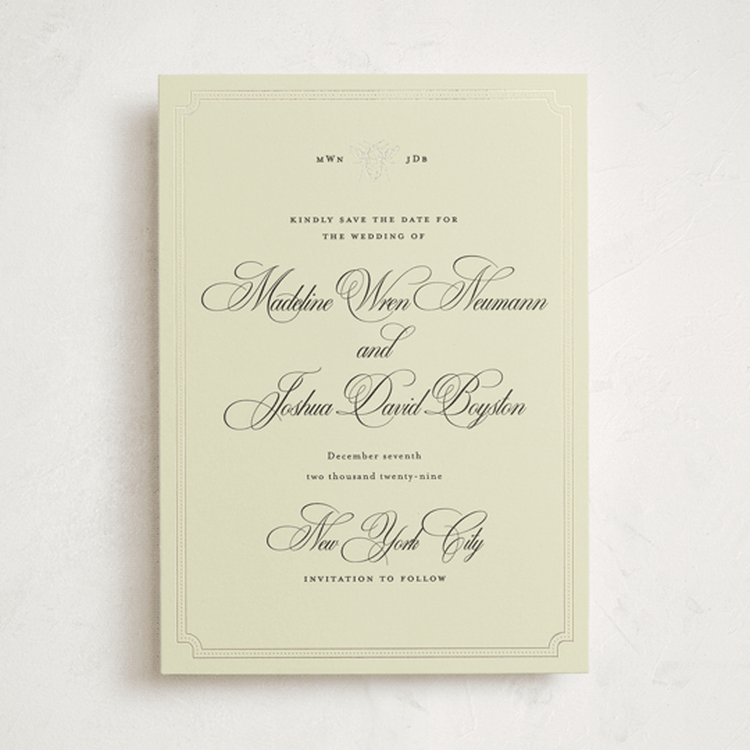 "Honeybee" - Save the Dates in Cream by Jennifer Lew - Front