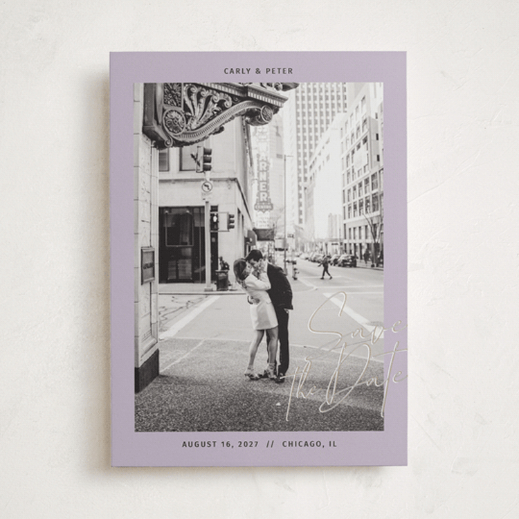 "Metro" - Save the Dates in Lilac by Inkblot Design - Front