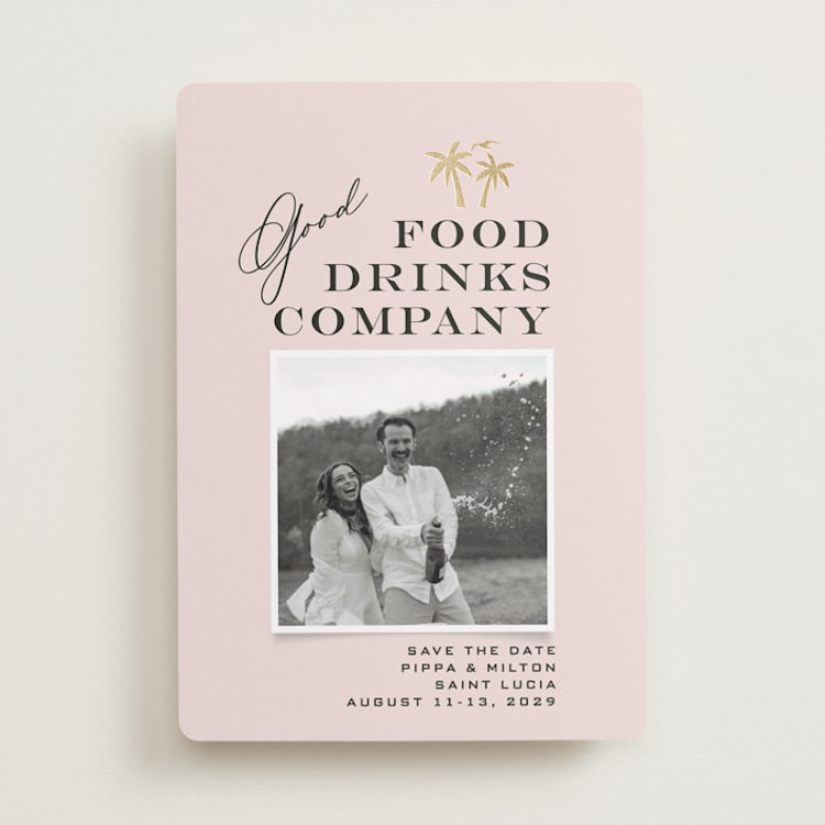 "tropical getaway" - Save the Dates in Blush by Laura Hamm - Front