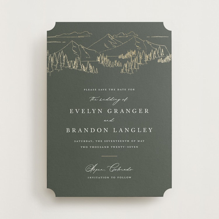 "Peaks" - Save the Dates in Hunter by Sarah Brown - Front