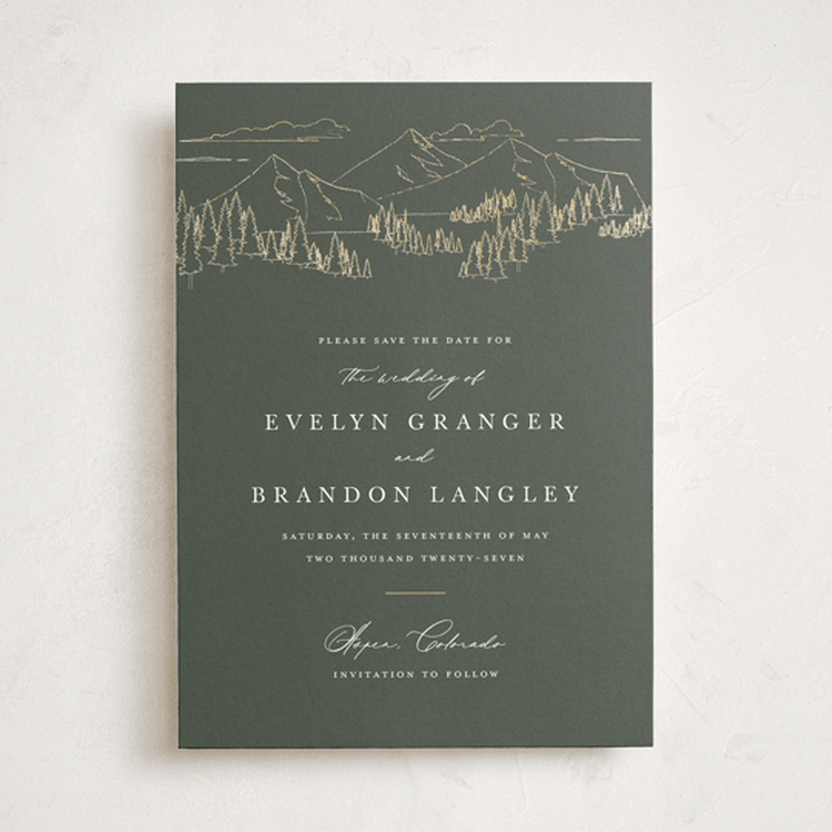 "Peaks" - Save the Dates in Hunter by Sarah Brown - Front