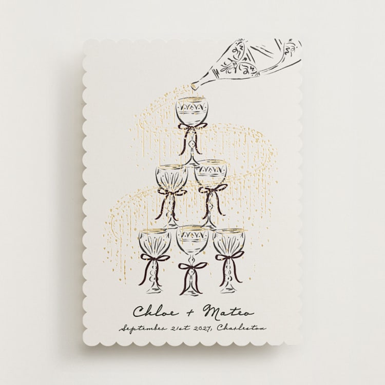 "Sparkling Champagne Tower" - Save the Dates in Noir by Jackie Crawford - Front