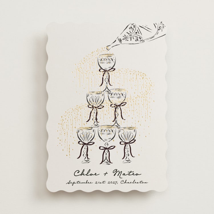 "Sparkling Champagne Tower" - Save the Dates in Noir by Jackie Crawford - Front