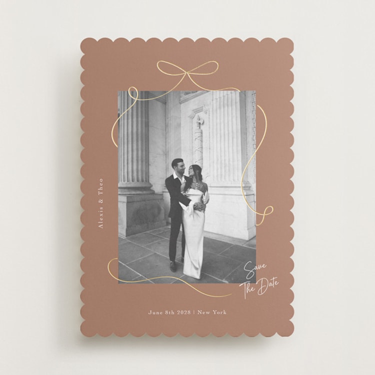 "Gentle Bow" - Save the Dates in Coffee by Elly - Front