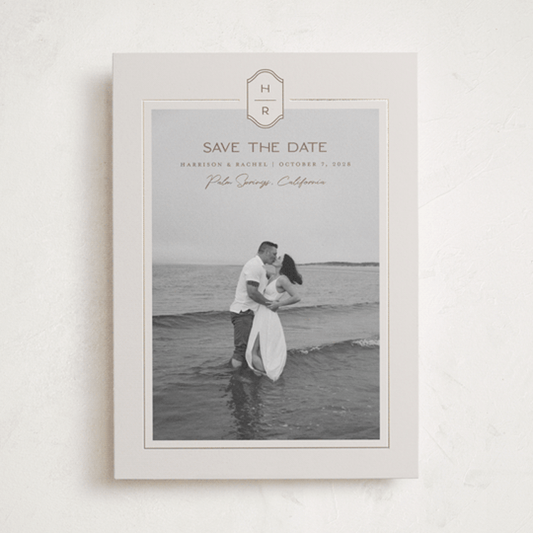 "Modern Monogram" - Save the Dates in Dove by Rachelle Clarke - Front