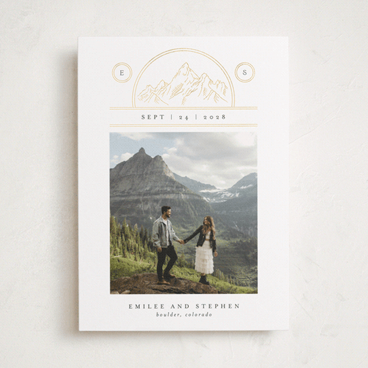 "Mountaintop Crest" - Save the Dates in Chiffon by Heather Schertzer - Front